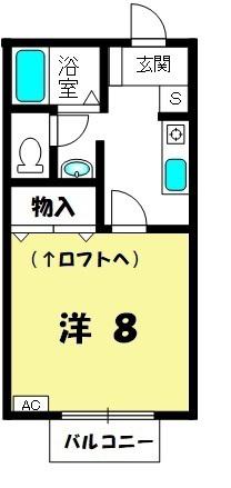 ノースヴィレッジI(1K/2階)の間取り写真