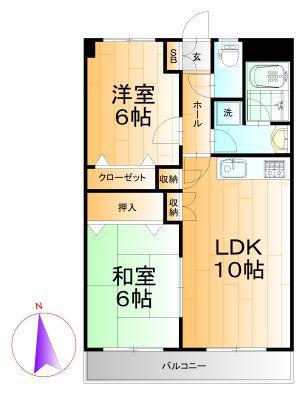 LEAFハヤマ(2LDK/3階)の間取り写真