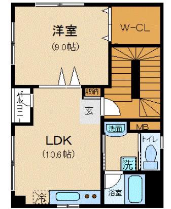 アサヒビル(1LDK/4階)の間取り写真