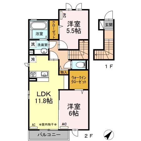 ルミエール(2LDK/2階)の間取り写真