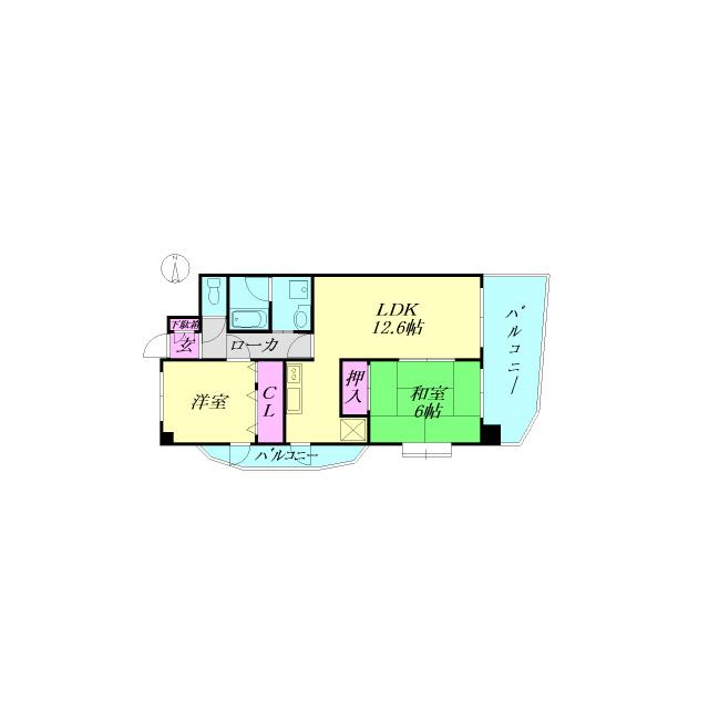 ペガサスⅡ番館住之江(2LDK/4階)の間取り写真