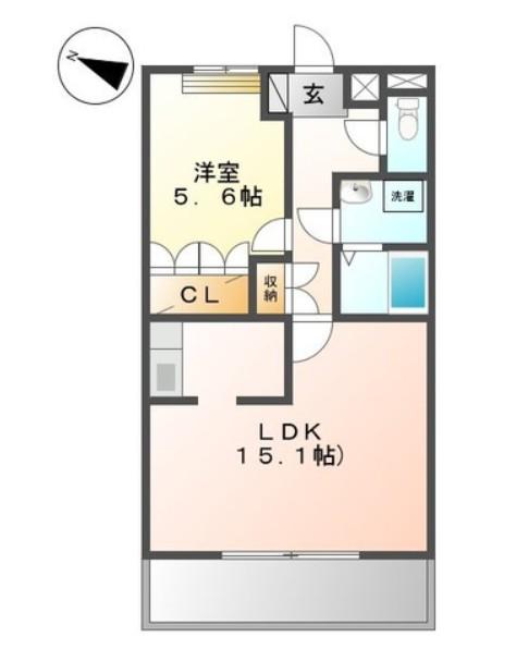 シェルル・スイート(1LDK/2階)の間取り写真