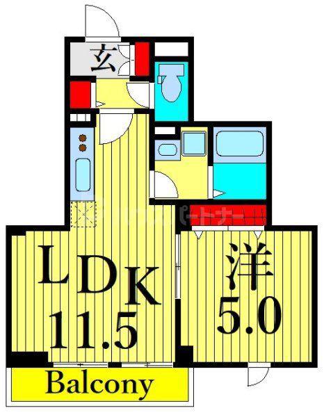 ハピネス ミノリ(1LDK/4階)の間取り写真