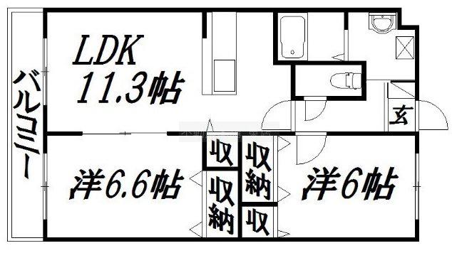フロイデ宮竹(2LDK/1階)の間取り写真
