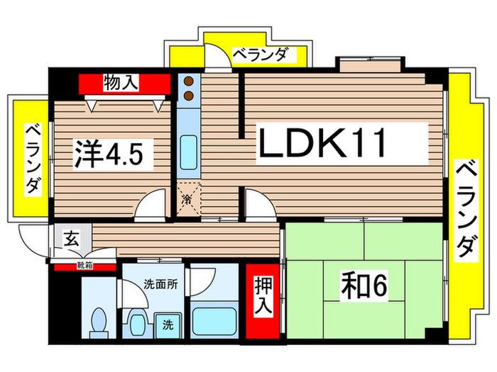ゴキソTHK(2LDK/4階)の間取り写真