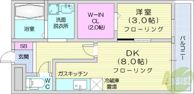 カナディアンコート平成(1LDK/2階)の間取り写真