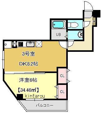 金太郎ヒルズ155(1DK/5階)の間取り写真