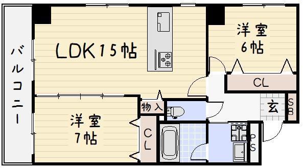 グレイス(2LDK/6階)の間取り写真