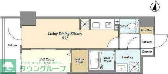 HF北千住レジデンス(1LDK/8階)の間取り写真