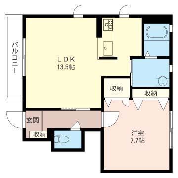 NS BLANCHE(1LDK/1階)の間取り写真