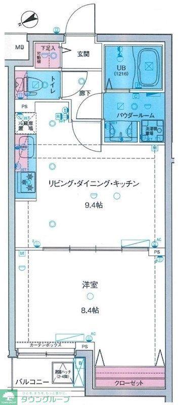 MAXIV亀戸水神GENOVIA SKYGARDEN(1LDK/2階)の間取り写真