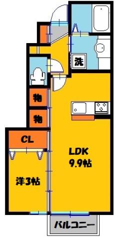 JR宇都宮線 宇都宮駅 バス乗車時間:20分 最寄りバス停で下車 徒歩5分 2階建 築10年(1LDK/1階)の間取り写真
