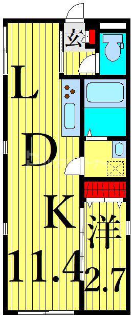 SQUARE南千住(1LDK/4階)の間取り写真