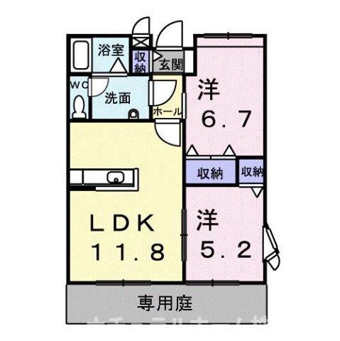 エターナルポート(2LDK/1階)の間取り写真