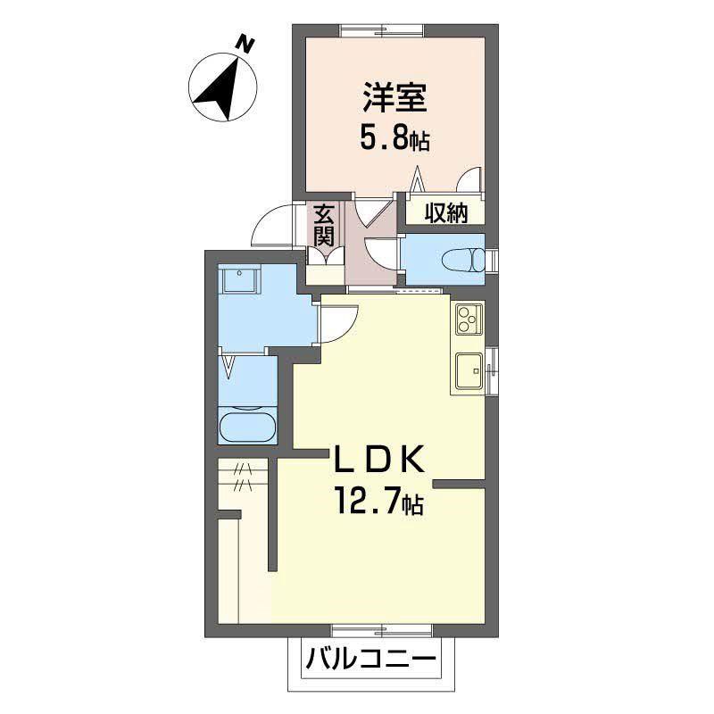 サンスリーゼ C(1LDK/2階)の間取り写真
