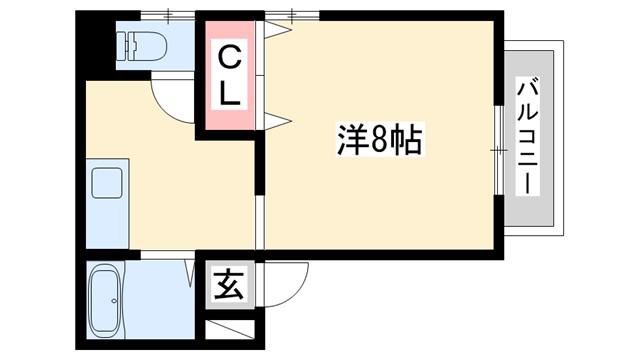 グリーンヒュッテ(1K/2階)の間取り写真