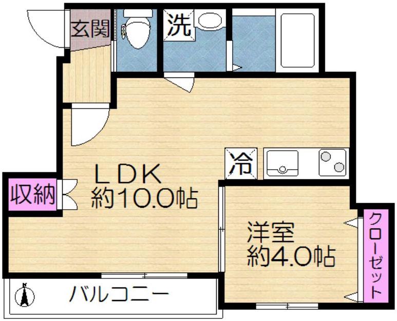 セレニティコート(1LDK/2階)の間取り写真