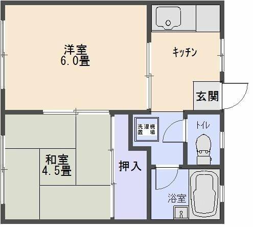 ドリームハイツ(2K/2階)の間取り写真