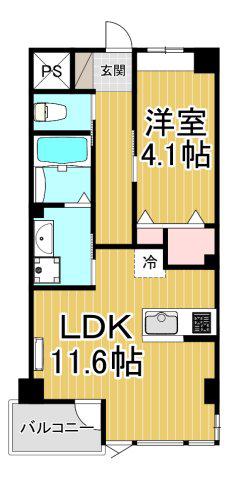 コスモスガーデン(1LDK/1階)の間取り写真