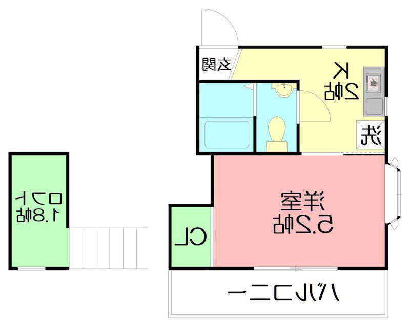 ホルス影取(1K/2階)の間取り写真