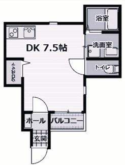エターナルシー大観町(1K/1階)の間取り写真
