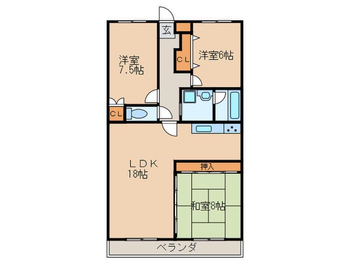 第2アーバンハイツ(3LDK/3階)の間取り写真
