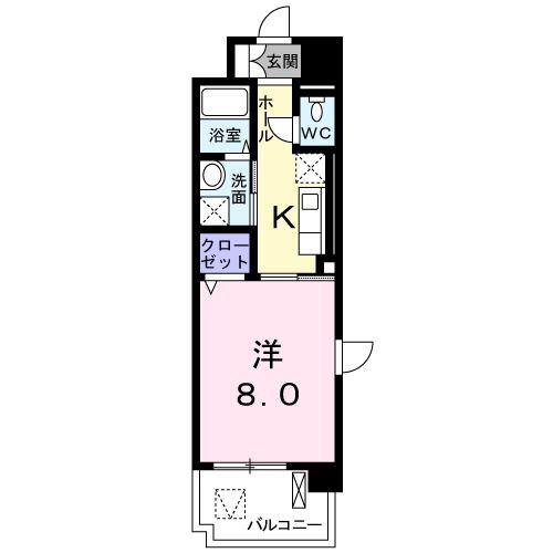 カーサ フィオーレ(1K/1階)の間取り写真