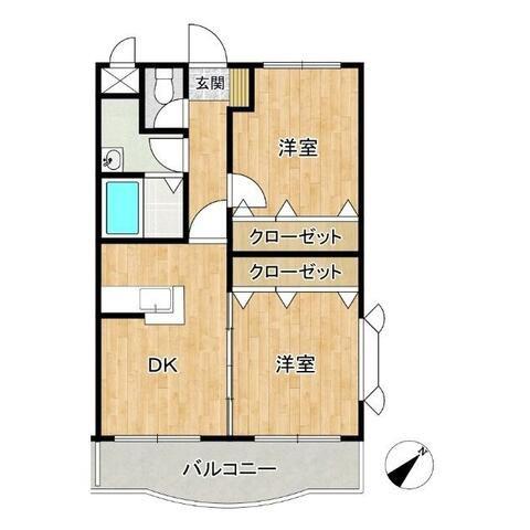 ニューロジュマン(2DK/2階)の間取り写真