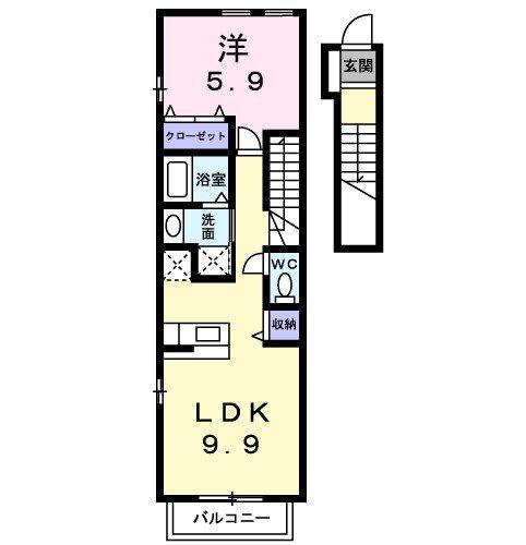 グランツ エクセレント(1LDK/2階)の間取り写真