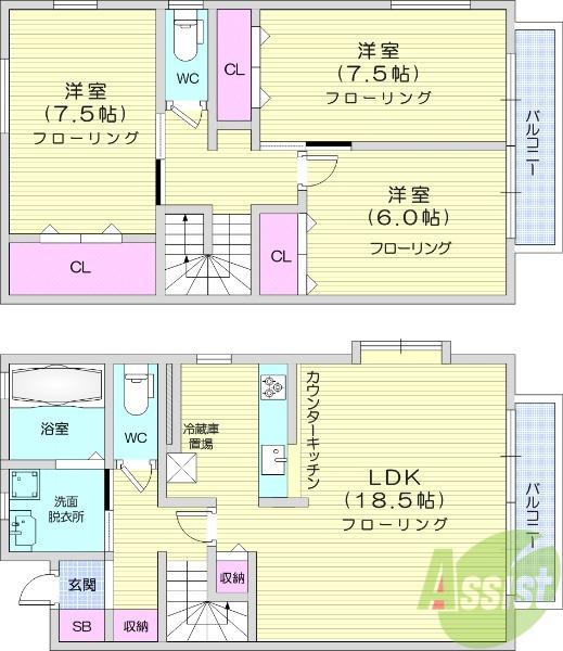 KIITOS C(3LDK/1階)の間取り写真