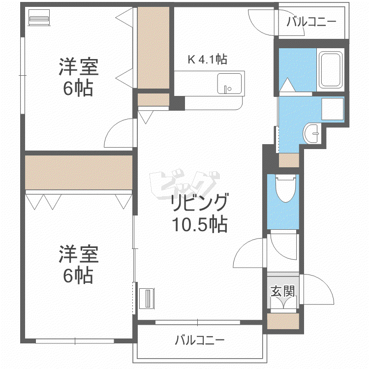 ESPERANZA琴似(2LDK/4階)の間取り写真