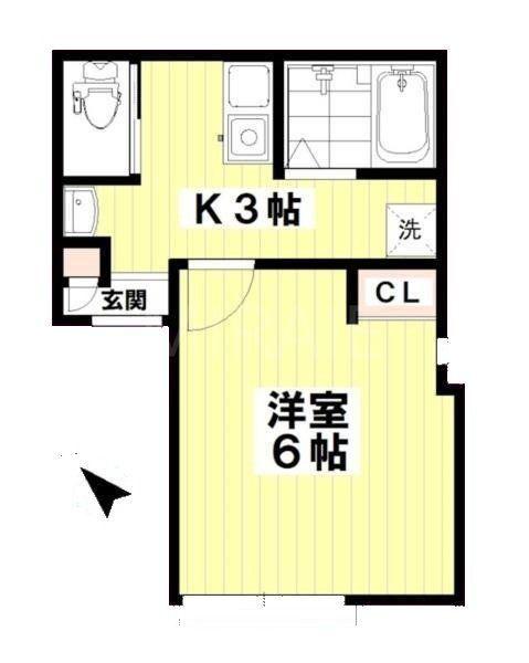 リオ相模原(1K/3階)の間取り写真
