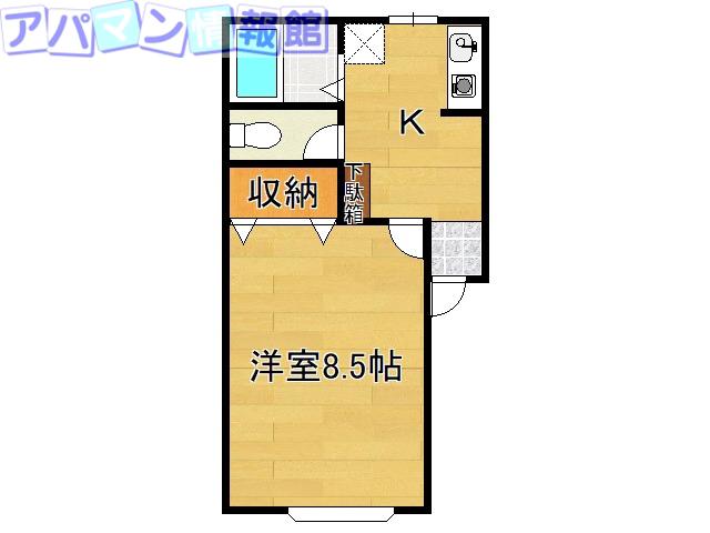 パインテイル(1K/1階)の間取り写真