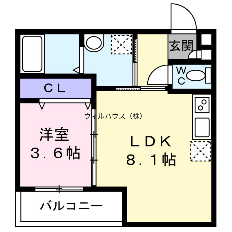 エステイトN湊2(1LDK/2階)の間取り写真