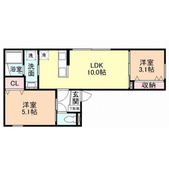 INTEGRAL VELL(2LDK/2階)の間取り写真