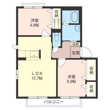 SHM メゾン・エムロード(2LDK/2階)の間取り写真
