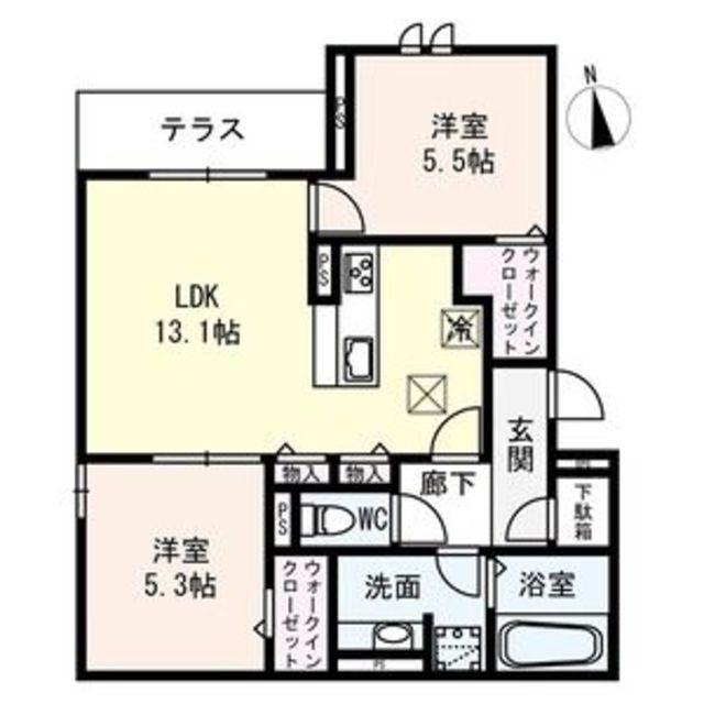 ロイジェント住之江公園(2LDK/2階)の間取り写真
