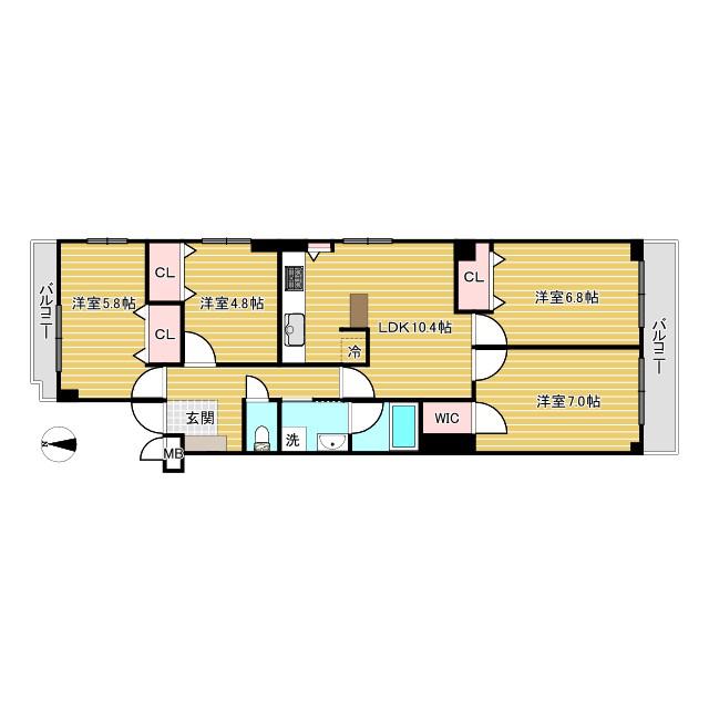親王塚マンション(4LDK/3階)の間取り写真
