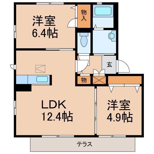 JR和歌山線 下井阪駅 徒歩38分 2階建 築15年(2LDK/1階)の間取り写真