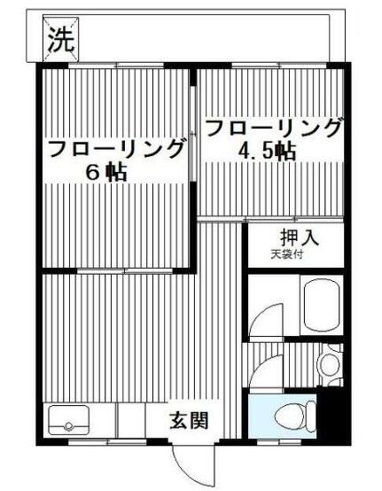 目黒第一マンション(2DK/3階)の間取り写真