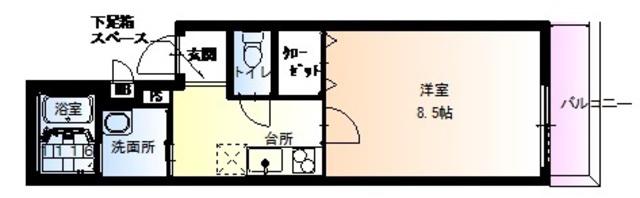 フジパレス住ノ江駅南V番館(1K/1階)の間取り写真