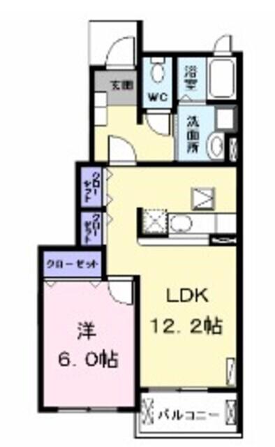 ガーデンスクエアB(1LDK/1階)の間取り写真