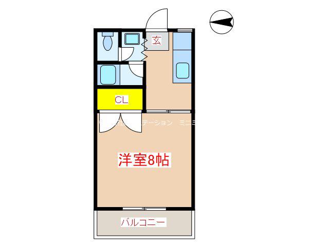 カーサヴェルデ(1K/2階)の間取り写真
