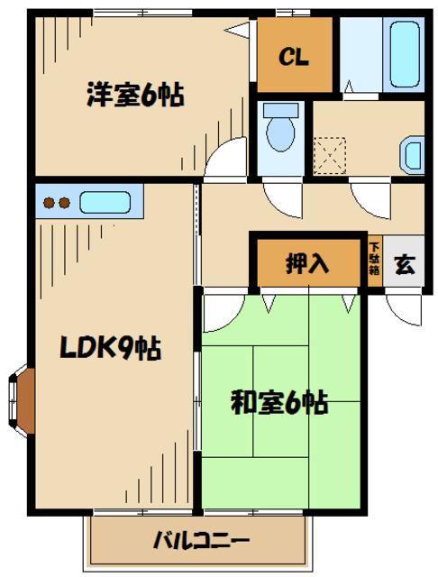 ミドリハウス(2LDK/2階)の間取り写真