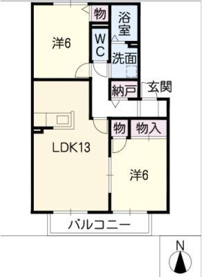 セレーネ桜井(2LDK/1階)の間取り写真