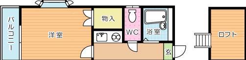 ハイツ春ヶ丘(1K/1階)の間取り写真
