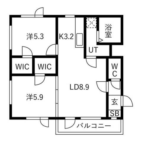 パークカーサ福住(2LDK/2階)の間取り写真