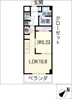 ドミールK(1LDK/3階)の間取り写真
