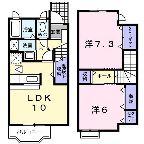 ウエスト ビレッジI(2LDK/1階)の間取り写真