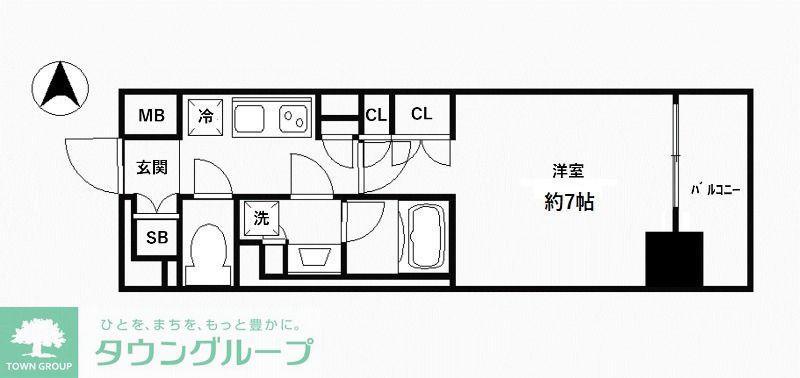 TFレジデンス川崎殿町ウエスト(1K/4階)の間取り写真